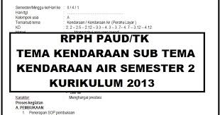 Buku paud tk tematik k13 kelompok b tema kendaraan shopee indonesia. Rpph Paud Tk A B Tema Kendaraan Minggu Ke 4 Sub Tema Kendaraan Air Semester 2 Kurikulum 2013 Arsip Paud