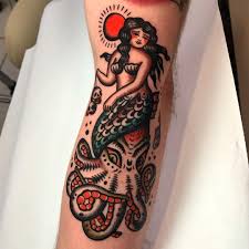 Pin By Kenny Kluge On Tattoo In 2021 Traditional Mermaid Tattoos Traditional Thigh Tattoo Traditional Tattoo Sleeve