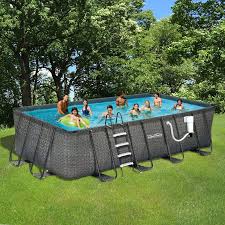 Summer Waves Elite Rectangular Metal Frame Pool Package Nb2133 Summer Waves Rectangle Above Ground Pool Cool Swimming Pools