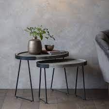 The hand painted, matte paint finish, and tripod spindle legs a chic style to your living room or bedroom. Grey Salem Nesting Side Table Modern Nesting Tables