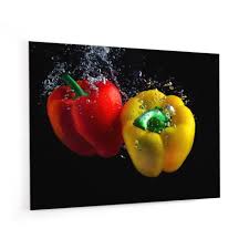 Fond De Hotte Poivrons Rouge Et Jaune En Verre De Synthese L 90 X H 70 Cm Achat Vente Credence Fond De Hotte Poivrons Rouge Cdiscount