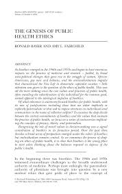 Pdf The Genesis Of Public Health Ethics