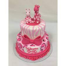 2 Tier Double Layer All Fondant Cake Giraffes Made Of Rice Krispies And Fondant Cake Fondant Cake Rice Krispies