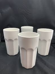 Ikea Pokal White Ceramic Tumbler Glass Cups Tea Smoothie 16 Ounce Rare Set 4 Ikea Ceramic Tumbler Glass Cup Glassware