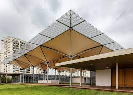rio 2016 olympic golf course includes rainwater collecting canopy by rua arquitetos canopy architecture rain water collection system backyard canopy