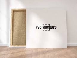 Blank Wood Framed Square Canvas Psd Mockup Square Canvas Wood Frame Mockup