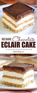 No Bake Chocolate Eclair Icebox Cake Cakescottage Recipe Eclairs Dessert Easy Desserts Icebox Cake Recipes