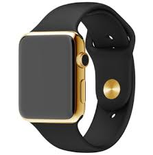 Black Apple Watch With White Sport Band 24 Karat Gold Plated 42mm Apple Watch With Black Sports Band Yellow Gold Apple Watch Fashion Apple Watch Bands Apple Watch
