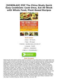 Our recipes let you quickly transform tonight's yummy dinner into something just as great tomorrow. Bryan Downlad Pdf The China Study Quick Easy Cookbook Cook Once Eat All Week With Whole Food Plant Based Recipes Page 1 Created With Publitas Com