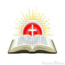 Illustration Open Bible With Cross And Rays Of The Sun Wihtntextured Dots Church Logo Open Bible Holy Bible Book
