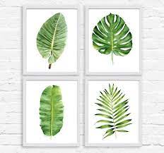 Tropical Leaves Printable Wall Art Set Of 4 Banana Palm Leaf Etsy In 2021 Printable Wall Art Sunset Wall Art Wall Art Sets