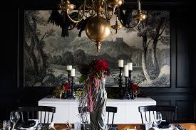 But there's one in particular that i have mixed feelings about. The Makerista Fall Home Tour Halloween Haunted Dining Room Entertaining Dark Moody Florals Bone Runner Skeletons Mural Dark Img 6784 The Makerista