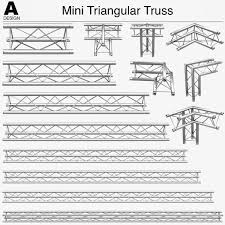 Mini Triangular Trusses 14 Pcs Roof Truss Design Roof Trusses 3d Model