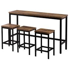 5 out of 5 stars. Boyel Living Pub Kitchen Set Side Table With Footrest 4 Piece Brown Counter Height Extra Long Dining Table Set With 3 Stools Tp 129bn The Home Depot