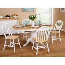 The cushioned upholstered seat and back make the chairs a comfy choice for dining. Simple Living Farmhouse 5 Piece White Natural Dining Room Set Country Style Table And Chairs In Dubai Uae Whizz Table Chair Sets