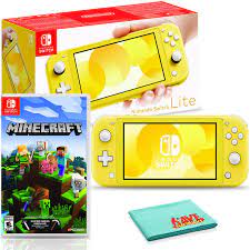 Amazon Com Nintendo Switch Lite Yellow Console Bundle With Nintendo Minecraft Game And 6ave Cleaning Cloth Video Games