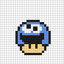 Cookie Monster Mushroom By Tashar H On Kandi Patterns Pixel Art Pixel Art Templates Minecraft Pixel Art