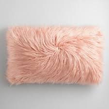Fluffy pillow isolated illustrations & vectors. Pink Mongolian Faux Fur Lumbar Pillow