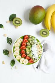 tropical green smoothie bowl spoonful