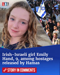 Irish-Israeli girl Emily Hand, 9, whose father feared her dead, among  hostages to be released from Hamas captivity. Read more ⬇️
