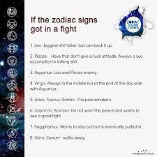 Discover the 12 signs of astrology and read daily horoscopes for every sign—plus weekly and monthly forecasts; If The Zodiac Signs Got In A Fight
