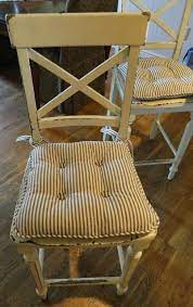 I also wanted to be able to clean them and have them easy to remove. The Morning Stitch Chair Pad Tutorial Diy Chair Cushions Sewing Chair Kitchen Chair Cushions
