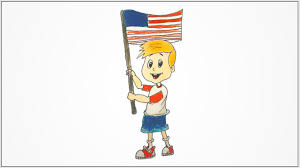 With the flag shapes as a guide, add curves to fill in the overlappi. How To Draw A Cute Boy Cartoon Waving With American Flag Step By Step Youtube