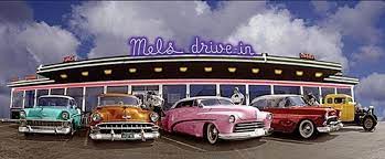 Mels Drive In Diner With Five On The Drive Classic Cars Diner Vintage Cars