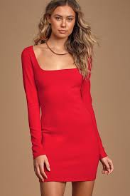 Second Date Red Long Sleeve Bodycon Mini Dress With Images Long Sleeve Bodycon Mini Dress Ruffle Bodycon Dress