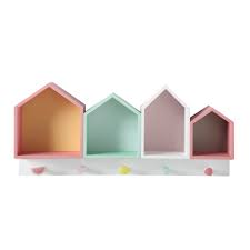 Patere Enfant 4 Maisons En Bois Multicolore Berlingot Maisons Du Monde Perchero De Madera Manualidades Con Madera Reciclada Muebles Montesori