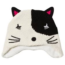 babygirl fleece lined cat knit hat