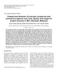 Nevertheless, the world's largest exporter of crude claiming it is no. Pdf Comparison Between Oil And Gas Companies And Contractors Against Cost Time Quality And Scope For Project Success In Miri Sarawak Malaysia