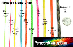 paracord parachute cord sizes buckle sizes