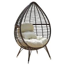 Cutter Teardrop Wicker Patio Lounge Chair With Cushion Brown Christopher Knight Home Patio Lounge Chairs Lounge Chair Outdoor Wicker Lounge Chair
