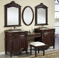 Bathroom Vanity With Makeup Area Double Sink Vanity Furniture With Drop Down Make Up Bathroom Decor Apartment Bathroom Vanity Designs Wooden Bathroom Vanity