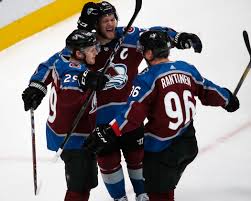 May 25, 2021 · colorado avalanche left wing gabriel landeskog, center nathan mackinnon and right wing mikko rantanen, from left, celebrate a goal against the st. Colorado Avalanche Right Wing Mikko Rantanen Right Celebrates His Goal With Center Nathan Mackinnon Front Left And Left Wing Gabriel Landeskog In The First Period Of An Nhl Hockey Game Against