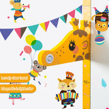 Details About Kids Height Growth Chart Ruler 3d Movable Animal Head Measurement Wall Decals
