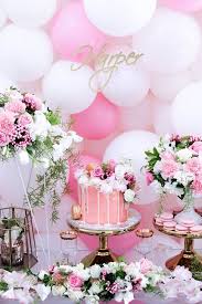 A pink themed party isn't as easy as it sounds. Pink White Gold Garden Party Kara S Party Ideas Pretty Party Gold Party Party Decorations