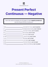 Worksheet On Present Perfect Continuous Tense Negative In 2020 Present Perfect Negative Present Perfect This Or That Questions