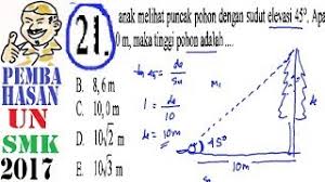 Perhatikan gambar dibawah ini tentukan panjang ac pakai cara brainly co id. Un Smk 2017 Matematika Pembahasaan No 21 Menghitung Tinggi Pohon Youtube
