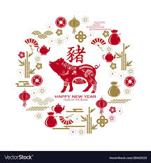 Happy Chinese New Year 2019 Card With Pig Chinese Vector Image On Vectorstock Chinese New Year Card Happy Chinese New Year Chinese New Year Flower