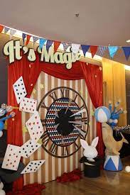Magical magic show party with magic wand chocolate covered pretzel rods, personalized magic capes serving as chair covers. Magic Birthday Party Ideas Photo 4 Of 8 Magic Birthday Magic Birthday Party Magic Party Theme