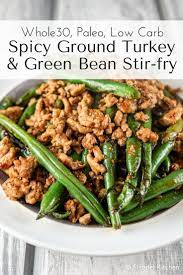 Spicy Ground Turkey And Green Bean Stir Fry Slender Kitchen Recipe Ground Turkey Recipes Whole 30 Ground Turkey Recipes Clean Eating Recipes