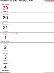 Free printable weekly calendar 2019. Weekly Calendars 2020 For Pdf 12 Free Printable Templates