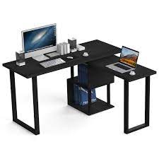 4.5 out of 5 stars. Bizzoelife L Shaped Computer Desk 360 Rotating Corner 55 With Storage Shelf Office Business Industrial