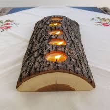 Decoration De Noel En Bois Bougeoir Rustique Pour Les Chauffe Plats Idee Deco Noel Decoration Noel Bois Deco Noel