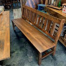 No more worrying about messy spills on upholstered dining chairs. Reclaimed Wood Bench With Back Reclaim Renew