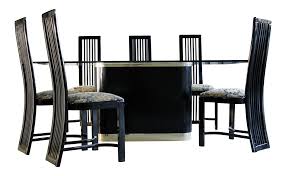 1980s Contemporary Pietro Constantini Black Lacquer Dining Table Chairs Set Of 7 Lacquer Dining Table Dining Table Chairs Italian Chair Design