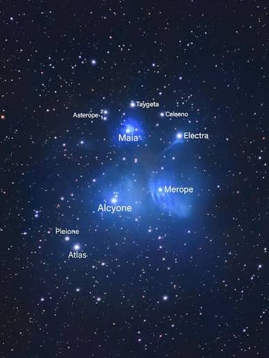 The Seven Sisters ✨ Last night I captured this image of the Pleiades star  cluster, also known as the Seven Sisters. It's an open cluster of around  1,000 young, hot blue stars,