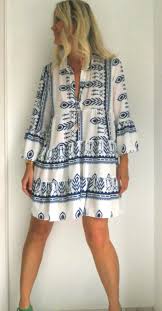 Pali Ikat Navajo Print Boho Tunic Dress In Beige Blue Frest Attractive Hippie Tunic In Unisize Fits 34 38 40 Boho Tunic Outfits Boho Tunic Dress Boho Tunics